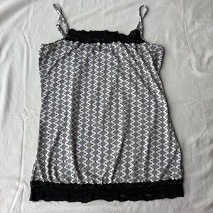 Y2K Patterned Camisole with Lace